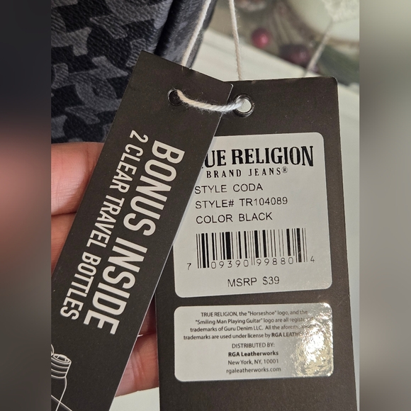 True Religion Black Patterned Men's Toiletry Bag - Picture 5 of 5